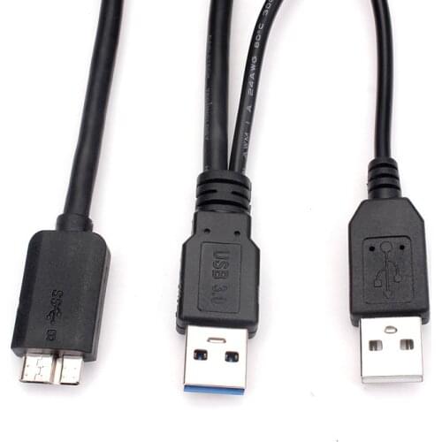 Mobile hard disk USB3.0 data cable + auxiliary power supply line USB 3.0 Male A to Micro B Cable