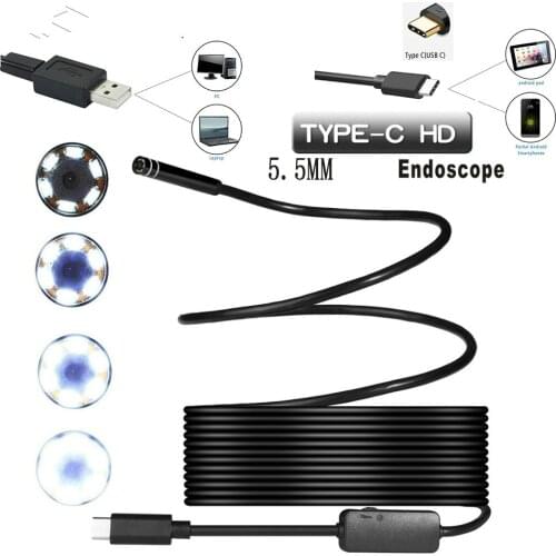 5.5mm Android Type-C USB Endoscope Camera Waterproof Pipe Inspection Camera Borescope for Huawei Android Phone Borescope