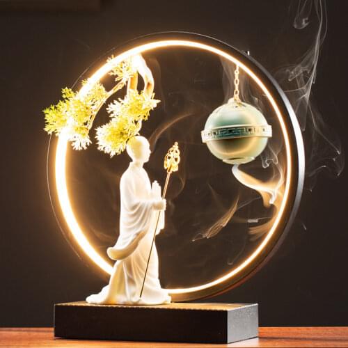 Earth treasure bodhisattva Chinese style lamp circle furnishing articles Backflow incense furnishing articles ceramic