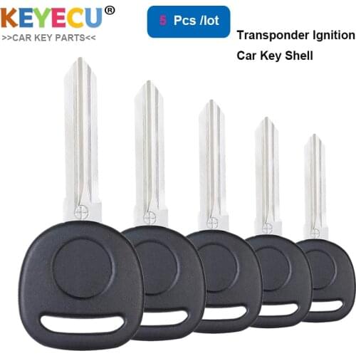 KEYECU 5PCS, Transponder Ignition Car Key Shell Case for Cadillac STS CTS for GMC for Buick, Replacement Fob Blank Car Key Case