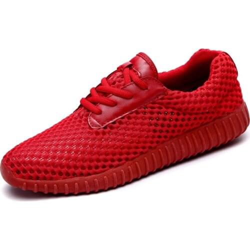 Zapatillas Hombre Men Tennis Shoes Lace Up Sport Shoes Breathable Mesh Red Sneakers Adult Jogging Shoes Trainers Tenis Hombre