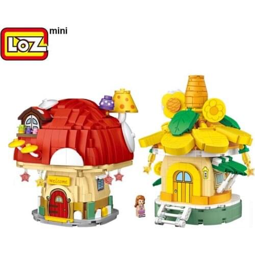 LOZ Blocks DIY Building Bricks Toy Cute Sunflower Model Toys for Children Juguetes Mushroom Kids Gifts Girls Present Xmas 4103