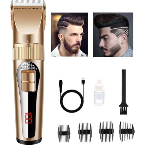 Professional Electric Hair Clipper LED Display USB Rechargeable Hair Trimmer for Men Hair Cutting Machine Low Noise Trimmer