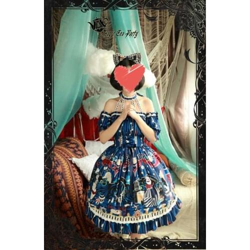 Princess tea party sweet lolita dress vintage lace bowknot cute printing victorian dress kawaii girl gothic lolita op loli cos