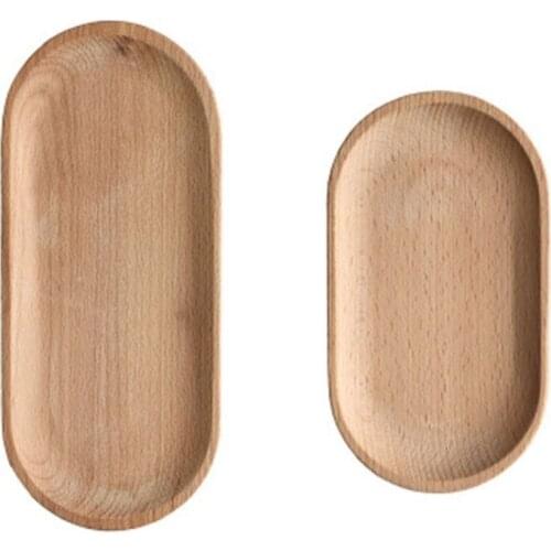 Mini Oval Wooden Storage Tray Small Platter Wooden Tray Home Kitchen Decorative Tableware Snack Plate Dessert Serving