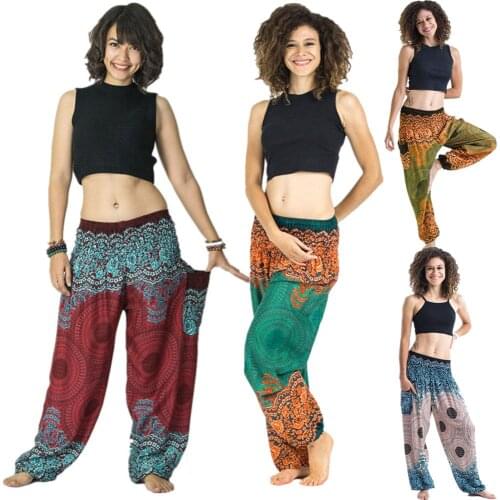 Fashion Loose Yoga Pants Women Men Thai Harem Trousers Boho Festival Hippy Smock High Waist Pants Leggings Pantalones de mujer