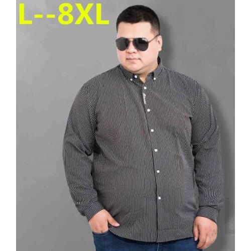 Big 8XL 6XL 5XL New Autumn Fashion Brand Men Clothes Slim Fit Men Long Sleeve Shirt Men Striped Cotton Casual Men Shirt Social