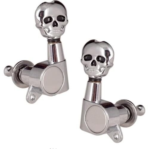 A Set of Chrome Sealed gear Skull Acoustic Electric Guitar Tuning Pegs Machine Head guitar accessories parts Musical instrument