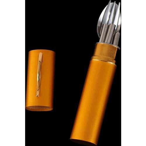 Stainless Steel Outdoor Spoon Fork Sanitary With Storage Case Tableware Travel Camping Chopsticks Cutlery Set Hiking
