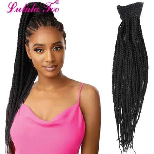 22inch Long Box Braid Drawstring Ponytail Extension Synthetic Natural Fake Hair Clip in Hairpiece Pony Tail Wig