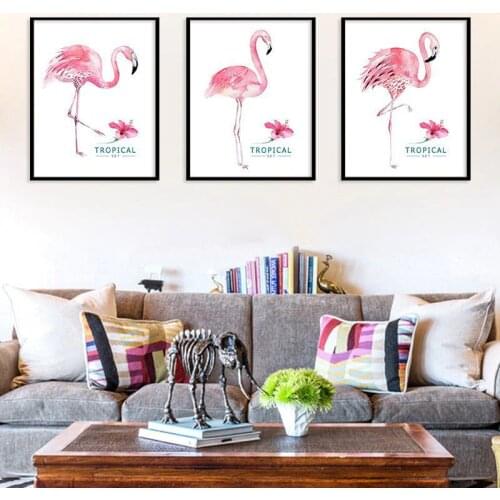 Nordic Canvas Flamingo Flower Home Decor Animal Pattern Modern Poster Wall Art Poster Kid Bedroom Living Room Decor Picture
