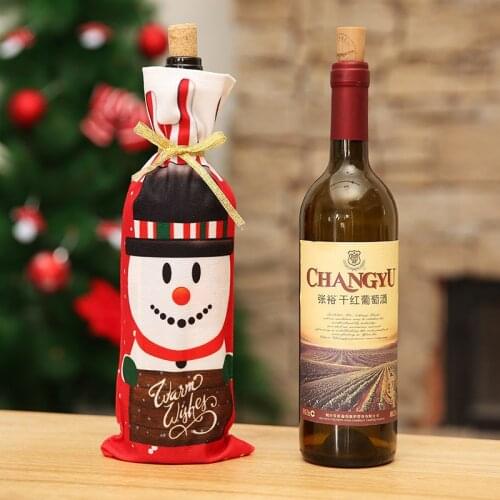 New Year 2022 Santa Claus Snowman Wine Bottle Cover Christmas Gift Tree Ornament Noel Christmas Decor for Home Dinner Decor 5z