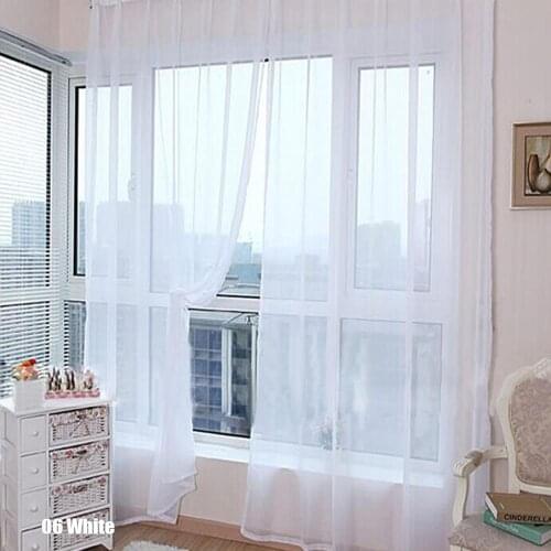 European and American style white Window Screening Solid Door Curtains Drape Panel Sheer Tulle For Living Room Decor