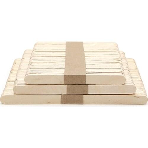 50Pcs Ice Cream Sticks Wooden Pop Popsicle Sticks Natural Wood Cake Tools kids Handwork Art Crafts
