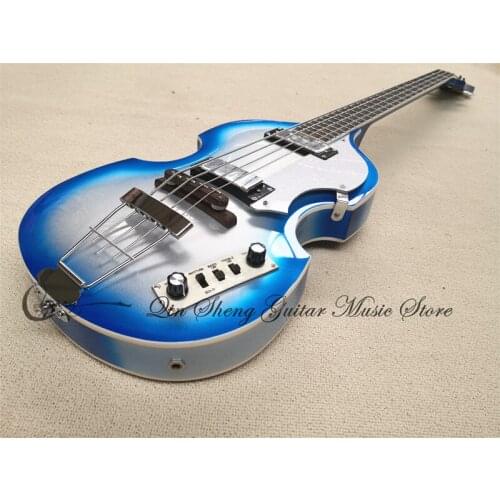 Pre-customized electric guitar bass,5 strings bass,zebra wood body and neck,gold bridge acrylic pickguard,active battery