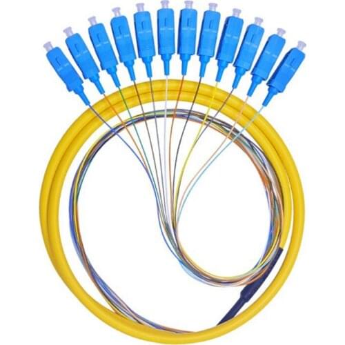 PVC material sc/upc sm 12 cores 5M SC/UPC 3.0mm LSZH/PVC fiber optic pigtail