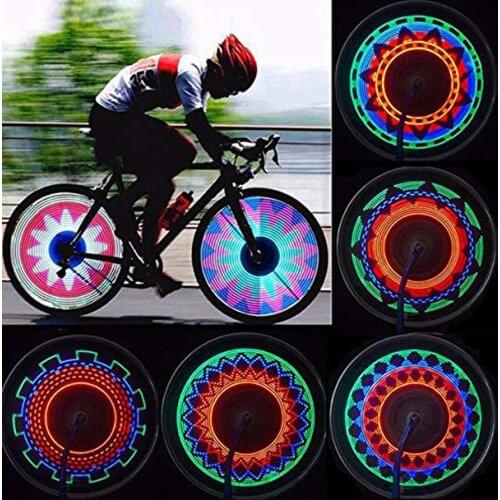 32 Pattern Bike Bicycle Wheel Traffic Light Double Display Flash Rgb Led Light Bicycle Spoke Lamp Night Riding Cycling Lighting