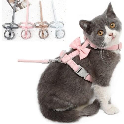 Cat Harness & Leash Adjustable Cats Harness Breakaway Cotton Strap Collar with Leads for Kitten Puppy Small Dogs Walking