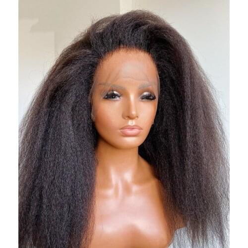 Yaki Brazilian Human Hair Wigs 250 Density 13X6 Kinky Straight Lace Front Human Hair Wig HD Transparant Lace Frontal Wig