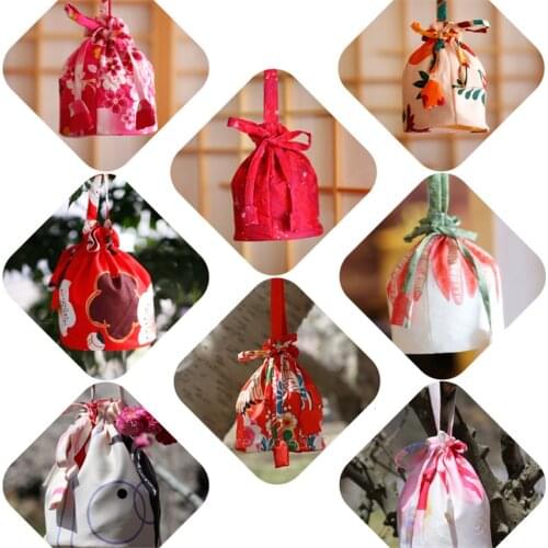 Japanese Kimono Traditional Handbag Luxury Harajuku Floral Print Women Kawaii Girls Bucket Haori Yukata Drawstring Bucket Gift