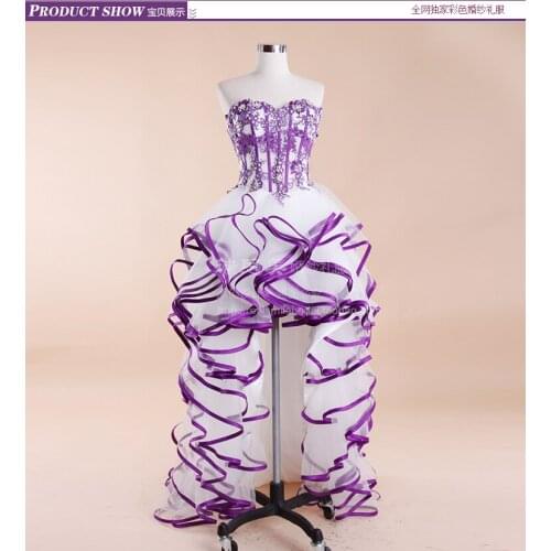 Free shipping Cheap robe de soiree 2018 new fashion vestido de festa sweetheart party gown ruffles purple prom bridesmaid Dress