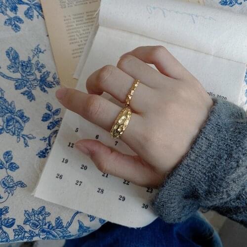 1pc 100% Authentic 925 sterling silver White/Gold concave-convex dysmorphism Band Rings adjust TLJ949