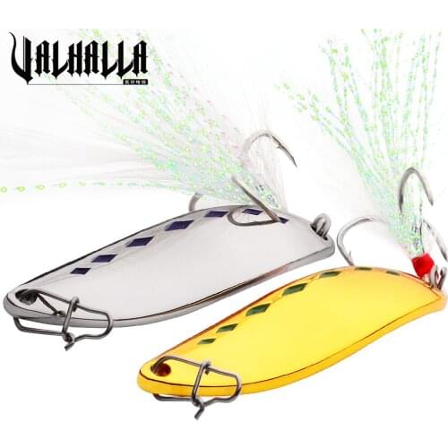 VALHALLA 1PC Spinner Spoons Fishing Lure 5g-28g Trout Pike Sequins Noise Paillette with Feather Hook Metal Hard Bait Pesca