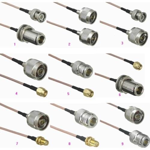 1Pcs RG316 Cable N to SMA / N / BNC Male Plug & Female Jack Straight & Bulkhead Connector RF Jumper Pigtail Straight 4inch~10FT