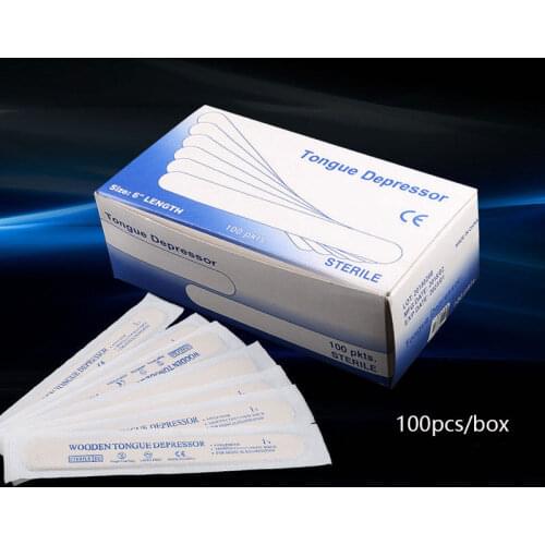 100pcs/lot Disposable Wooden Waxing Wax Tongue Depressors Sterilized Individually Paper Packing Tattoo Accessories Supplies