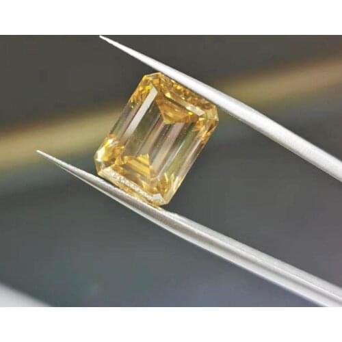 1 Carat Moissanites Loose Diamond Emerald Cut Yellow Lab Created Gemstone Test Past Wholesale Moissanites for Jewelry