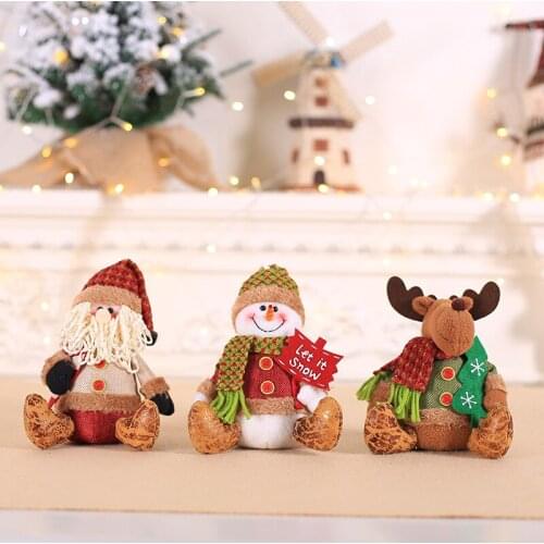 20*15cm Cartoon Christmas Sit Santa Snowman Elk Doll Toy Home Table Decor Xmas Party Pendant Shop Window Display Ornaments