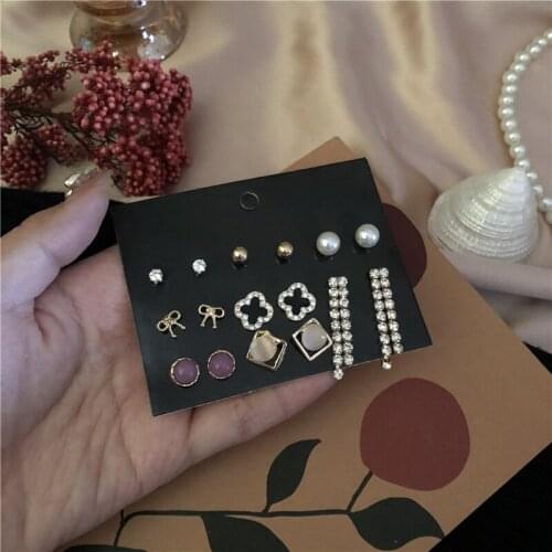2021 Fashion Crystal Tassel Earrings Metal Bow Earrings Vintage For Women Gold Color Spiral Earring Sets
