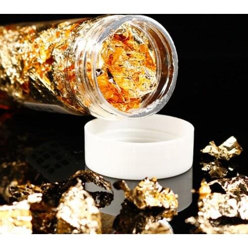 24K Gold/Silver Foil Edible Grade Genuine Gold Leaf Schabin Flakes 2g 24K Gold Decorative Dishes Chef Art Cake Decorating Tools
