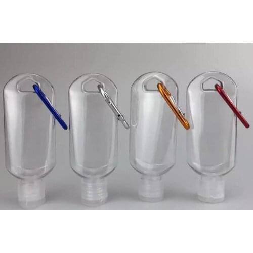 50ML Empty Alcohol Refillable Bottle With Key Ring Hook Clear Transparent Plastic Hand Sanitizer Bottle For Travel Bottle#6302