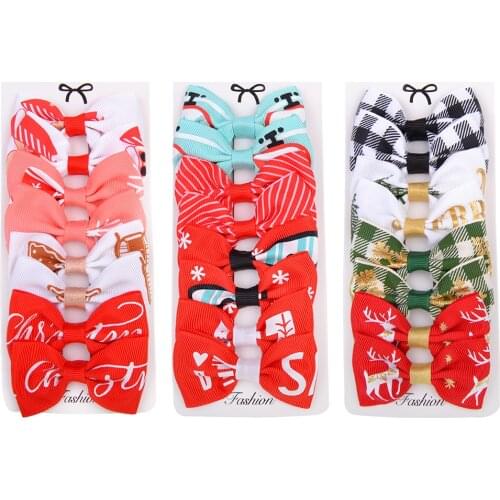 8 Pcs/set New Cute Christmas Hair Clips For Sweet Girls Boutique Red Bowknot Hairpins Barrettes Headwear Kids Hair Accessories