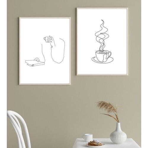 Abstract Wall Art Paintings Black And White Line Drawing Woman Hands Poster Book Canvas Prints Nordic Pictures Coffee Shop Decor