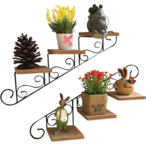 American wall shelf flower stand decoration frame wrought iron hanging flower pot rack multi-layer punch-free wall wall hanging