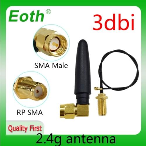 2.4Ghz antenna wifi 3dbi SMA male 2.4G antena wifi antenne Zigbee Small Size aerial + PCI U.FL IPX to RP-SMA Pigtail Cable