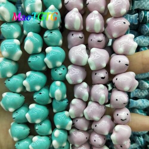 5pcs Small Fish Ceramic Beads For Jewelry Making Bracelet Hand-painted DIY Ceramic Pendant Spacer Beads Accessories Wholesale