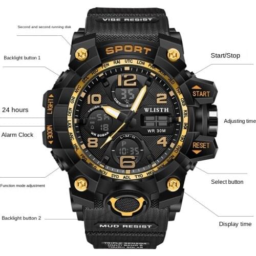 Luxury Relogio Masculino Brand Watch Men Chronograph Outdoor Waterproof Luminous Digital Watch for Men Sports Military Watches