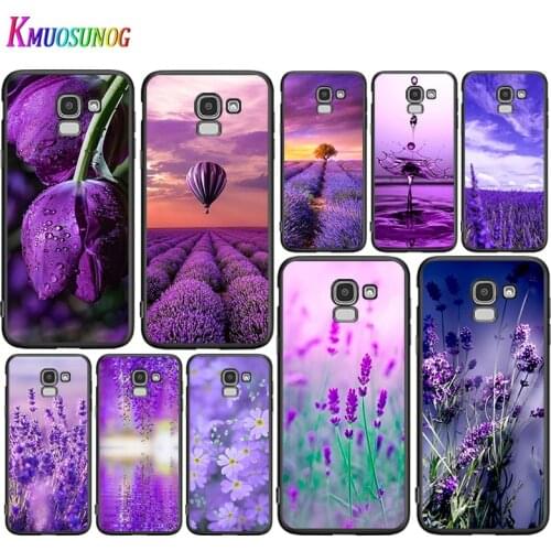 Lavender Purple flowers For Samsung Galaxy J2 J3 J4 Core J5 J6 J7 J8 Prime Duo Plus 2018 2017 2016 Black Phone Case