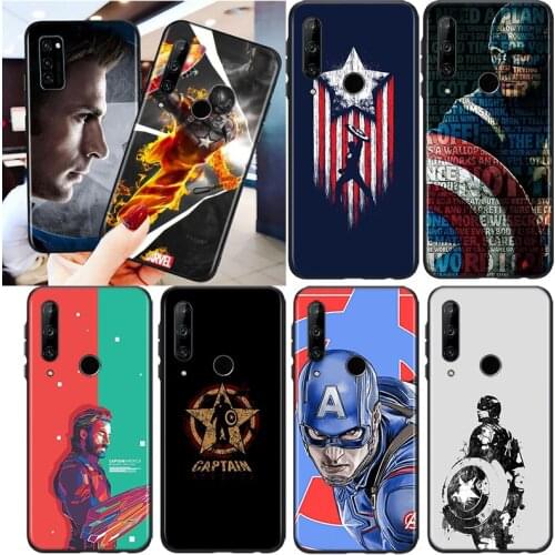 Marvel Captain America Superhero For Honor 8S 8C 8X MAX 8A 8 7S 7A 7C Play 3E Prime Pro 2020 2019 Silicone Black Phone Case