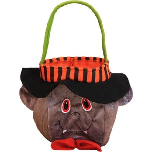 Halloween Candy Holder Bucket Kids Trick or Treat Baskets with Handle Cartoon Pumpkin Witch Bat Ghost Tote Gift Bags