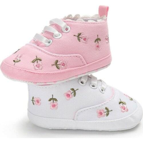 Baby Shoes Girl Boy Soft Cololrful Floral Crib shoes Anti-slip Baby Canvas shoes Non Slip Composite Sole For Kids Spring Summer