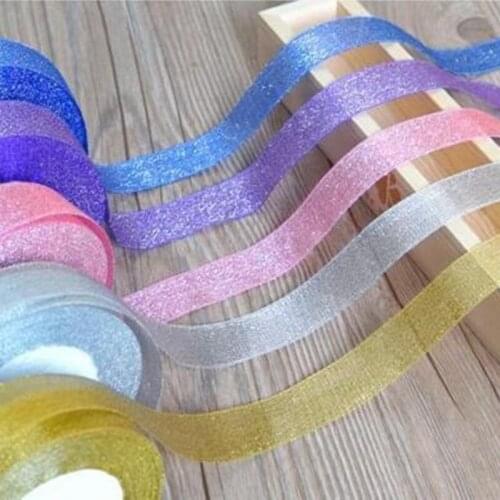 DIY 50 yards (25mm) Glittering Gold Christmas Ribbon Cake Package Grosgrain Ribbon