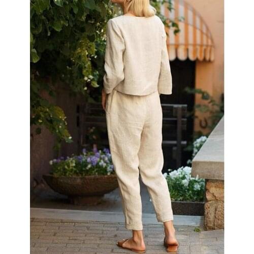 Elegant O Neck Solid Tops+Loose Pants Suit Autumn Casual Women Long Sleeve Pullover Outfit Fashion Lady 2 Piece Set Streetwear