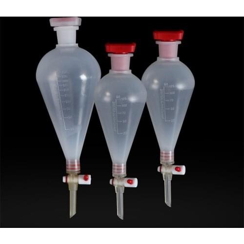 Pear-shaped Plastic Separatory Funnel with PTFE Stopper PP Separating Funnel Laboratory Supplies