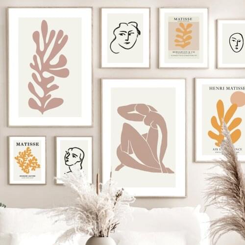Wall Art Canvas Painting Matisse Abstract Flower Leaf Woman Visage Nordic Posters And Prints Wall Pictures For Living Room Decor