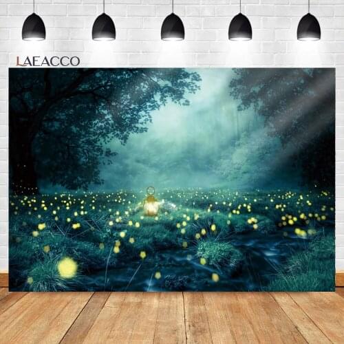 Laeacco Mysterious Jungle Fantasy Polka Dots Light Bokeh Backdrop Baby Kids Halloween Portrait Customized Photography Background