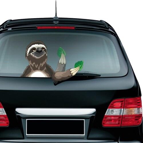 Sloth With a Leaf Removable Car Styling Waving Wiper Sticker and Decals PVC Rear Window Windshield Stickers For Auto Accessories
